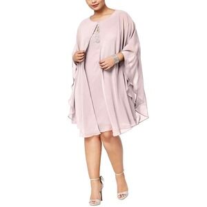 SL FASHIONS Plus Size Rhinestone Chiffon Dress & Capelet | 18W